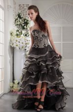Brown and Black High-low Prom Dress Organza Layers