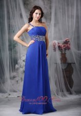 Royal Blue Prom Dress One Shoulder Beading