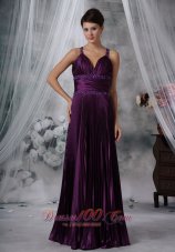 Purple Sheath Straps Beading Prom Dress Plus Size