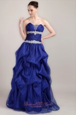 Tie Back Royal Applique Beaded Prom Gown Pick-ups