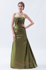 Bowknot Decorate Ruched A-line Taffeta Bridesmaid Dress