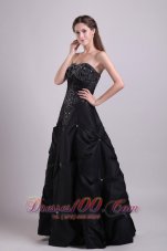 Black Beading Pick-ups Empire Girls Prom Dress