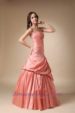 Pick-ups Watermelon Taffeta Beaded Dress For Prom Party