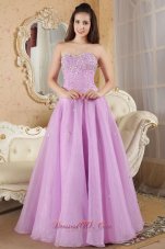 Organza Beading Lavender Sweetheart Prom Evening Dress