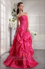 Strapless Fuchsia Prom Evening Dress beaded Corset