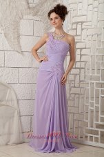 Appliques Empire Brush One Shoulder Prom Dress Lavender