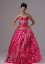 Ruffled Layers Hot Pink Organza Prom Dress