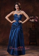 Taffeta Navy Blue Beaded Prom Dress for 2013 2015