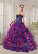 Multi-colored Quinceanera Dress Sweetheart Boning