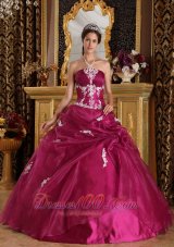 Brand New Fuchsia Quinceanera Dress Strapless Pick-ups Embroidery