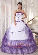 White and Purple Quinceanera Dress 2013 Embroidery