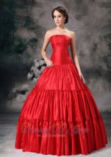 Strapless Ruch Red Quinceanera Dress 2013