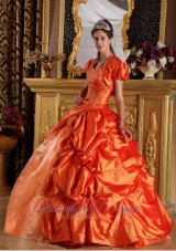 Orange Quinceanera Dress Sweetheart Appliques Taffeta