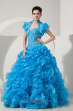 Organza Beading Sky Blue Quinceanera Dress with Jacket