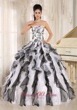 Multi-color Quinceanera Gowns Embroidery and Ruffles Organza