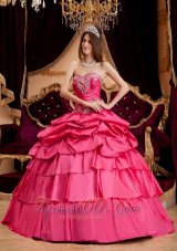Hot Pink Appliques Quinceanera Dress Plus Size Taffeta