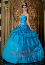 Sweetheart Sky Blue Quinceanera Dress Taffeta Appliques