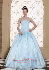 Light Blue Dresses for Quinceaneras With Embroidery and Beading