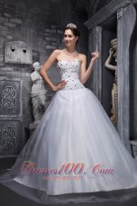 Taffeta and Tulle White Sweetheart Quinceanera Dress Beading
