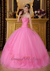 2013 Rose Pink Sweetheart Appliques Ball Gown for Sweet 16