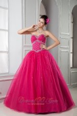 2013 Hot Pink Sweetheart Beading Dress For Quinceanera