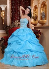 Aqua Blue Quinceanera Dress Bead Pick-ups Sweetheart Designer