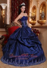 Navy Blue Quinceanera Dress Appliques Sweetheart Floor-length
