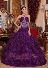 Purple Quinceanera Dress Beading Organza Sweetheart
