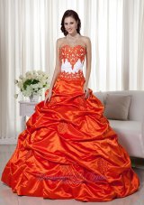 Modern Orange Pick-ups Beading Ball Gown Dress for Quince