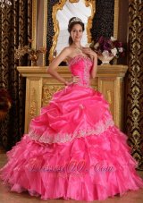 Pretty Hot Pink Ruffles Beading Sweet 16 Dresses 2013