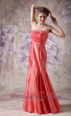 Strapless Coral Red Ruched Dress for 2013 Prom