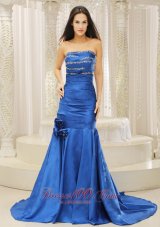 Mermaid Royal Blue Court Train Evening Dress for Prom