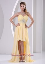 High-low Yellow Detachable Prom Homecoming Dress