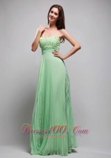 Apple Green Pleated Chiffon Beading 17 Prom Dress