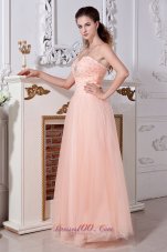 Light Peach Prom Dress Empire Sweetheart Tulle Beading