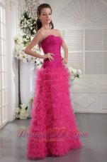 Customize Prom Pageant Dress Fuchsia Ruffles Ruch Teenager