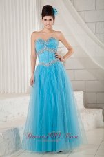 2013 Aqua Blue Prom Pageant Dress A-line Beading