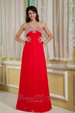 2013 Red Prom Dress Beading Floor-length