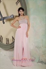 Backless Baby Pink Prom Dress Beading
