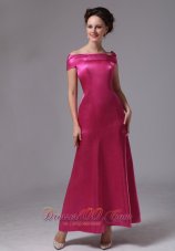 Hot Pink Off The Shoulder Mother Of Bride Dress
