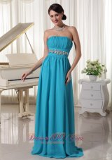 Brush Teal Beaded Decorate Dress for Prom