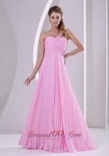 Pink One Shoulder Pleat Brush Bridesmaid Dress