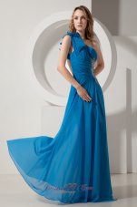 Sexy Sky Blue Prom Dress One Shoulder Backless
