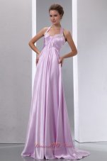 Lavender Halter Appliques Junior Prom Evening Dress