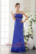 Blue Sheath One Shoulder Prom Evening Dress Beading
