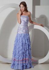 Beading Ruffled Lilac Strapless Dress for Prom