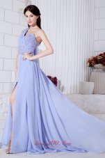 Watteau Lilac High Split One Shoulder Prom Dress