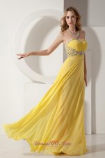 Beading Yellow Prom Dress Sweetheart Chiffon