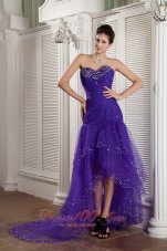 High-low Purple Mermaid Layered Prom Dress Beading