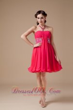 Draping Fabric Colorful Beaded Short Prom Dress